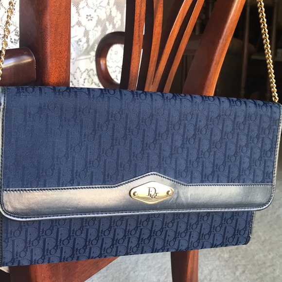 Vintage Christian Dior monogram bag in navy - Picture 1 of 8